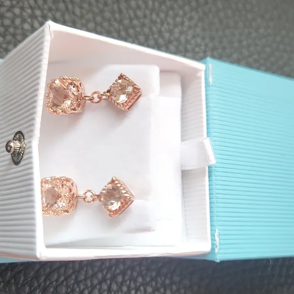 5.50 ct natural morganite dangle earrings. Brand new never worn! - Picture 5 of 5